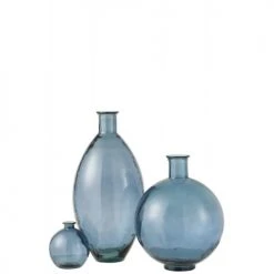 LANADECO Vases Vase Verre Mat Bleu H59cm -Sablie Vases Soldes vase verre mat bleu h59cm 1