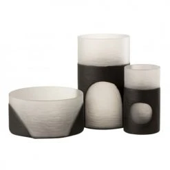 LANADECO Vases Vase Verre Noir/transparent H30cm -Sablie Vases Soldes vase verre noir transparent h30cm 3